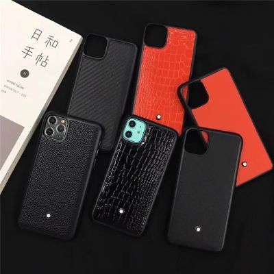 「16- digits」แบรนด์หรู Mont MB Flip Case สำหรับ iPhone 13 12 11 Pro Max X Xs Xr 8 7 6 6S Plus ฝาครอบจระเข้คาร์บอนไฟเบอร์ Cross Designer