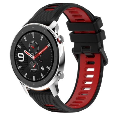 สำหรับ Amazfit GTR 4สาย2นาฬิกาซิลิโคนสีแนวสปอร์ต22มม. (สีดำ + สีแดง) (จำหน่ายเอง)