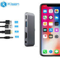 4 In 1 Usb ฮับต่อพ่วง C กับ Aux 3.5Mm อินเตอร์เฟซ4K Hdmi เข้ากันได้สำหรับ Ipad Pro 11/12 9 2019/2020