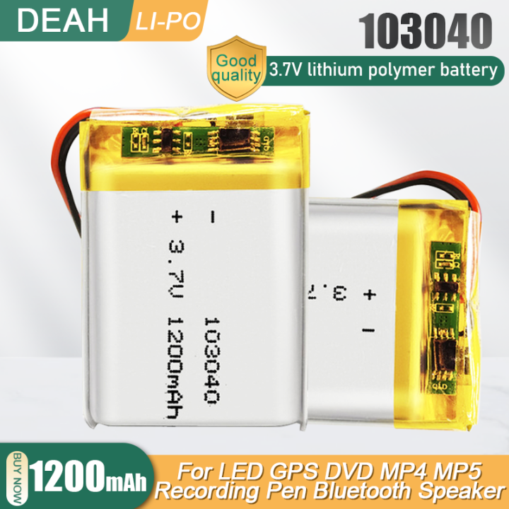 103040 3.7V 1200mAh Rechargeable Lithium Polymer Battery for Bluetooth