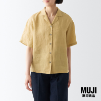 มูจิ เสื้อเชิ้ตผ้าป่านฟอกแขนสั้น ผู้หญิง - MUJI Hemp Washed Open Collar Short Sleeve Shirt