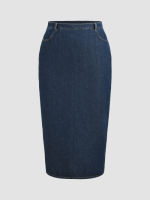 Cider Middle Waist Split Denim Maxi Skirt Curve &amp; Plus