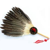 }{“+ Feather Fan Handmade Ancient Style Craft Fan Zhuge Liang Feature Fan Chinese Style Integrated Lens Folding Fan