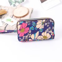 Dompet Wanita 2 Ritsleting Dompet Wanita Merek Desain Bunga Kanvas Tas Uang Clutch Dompet Koin Dompet Kunci Kartu Wrisele Tas Burse