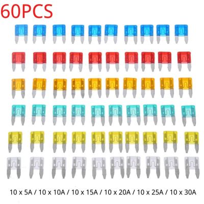 60pcs 5A 10A 15A 20A 25A 30A Mini Fuse Blade Mixed Set Kit Car Fuse Blade Fuse Kit Fuses for Auto Car Truck Auto Accessories Wall Stickers Decals