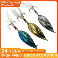 □◑✑ Mamba Viper Bionic Metal Sequin Fake Fishing Luya Bait With Feather 3 Hooks Blood Tank Fishing Bait Accessories