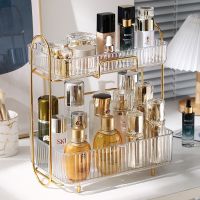 【jw】✙✈  Double-layer Cosmetics Storage Large Capacity Rack Desktop Metal Dresser Bedroom Finishing Shelf