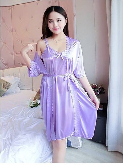 Váy Ngủ Đẹp Gợi Cảm & Áo Choàng Xám - B.Lingerie