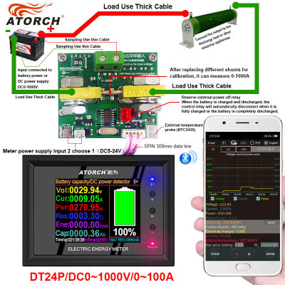 มาตรวัดแสดงโวลต์มิเตอร์ไฟฟ้า DC1000V แอมมิเตอร์ดิจิตอลมันเชื้อเพลิง/เครื่องทดสอบ0-100A DC DT24P วัดค่ามิเตอร์และการปรับระดับ