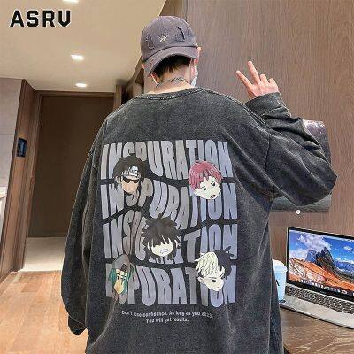 ASRV เสื้อฮู้ดชาย เสื้อมีฮู้ดผู้ชาย hoodie เสื้อกันหนาว ผู้ชาย คอกลมผู้ชายหลวงขนาดใหญ่เสื้อยาวปิดถึงก้นแขนยาวบางเสื้อกันหนาวกันลม