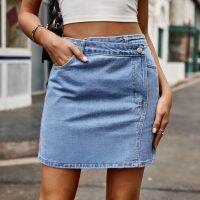 กระโปรงสั้นผ้ายีนส์สำหรับผู้หญิงเสื้อผ้าลำลอง ROK Jeans Mini เซ็กซี่เอวไม่สม่ำเสมอใหม่2023 S-2XL