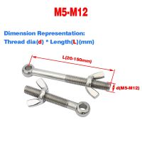 304 Stainless Steel Union Bolt Butterfly Nut Set / Fisheye Union Screw With Hole M5M6M8M10M12