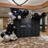 129pc Black Wedding Birthday Party Backdrop Baby Shower DIY 4D Aluminum Foil  Holiday Dinner Table Silver Balloon Garland Kits Balloons