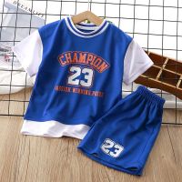 COD SDFGERTERTEEE Kids clothes set baby boys girls set cotton printed t-shirt casual shorts