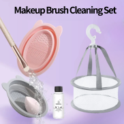 Makeup Brush Cleaning Set Silicone Scrubbing Plate Foldable Cleaning Bowl