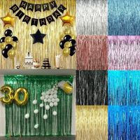 2M-3M Adhesive Foil Fringe Tinsel Curtain Happy Birthday Decoration