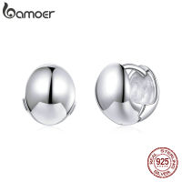 bamoer 10mm Simple Buckle Earrings 925 Sterling Silver Romantic Mirror Polishing Earrings Gift for Women Fine Jewelry SCE1119