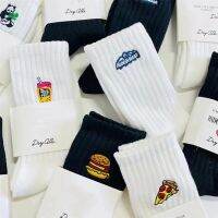 【jw】☇  New Cartoon Embroidery Cola Hamburger Pizza Patterned Socks Men Cotton