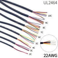 5เมตร UL2464สายไฟปลอกนิ่ม22AWG Channl สายสัญญาณเสียง5 6 7 8 9 10 Core ฉนวนกันความร้อนแบบนุ่มสายทองแดงสายควบคุมสัญญาณ