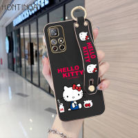 (มีสายรัดข้อมือ) hontinga เคสโทรศัพท์สำหรับ Xiaomi Redmi,เคสมือถือสำหรับ Xiaomi Redmi Note 11 Pro + 5G Note 11 Pro 5G Note 11S 4G 5G เคสลายการ์ตูนน่ารักเคส Hello Kitty กันกระแทกด้านหลังเป็นฟิล์มป้องกันเลนส์กล้องมือถือแบบใสเคสแข็งสำหรับเด็กผู้หญิง