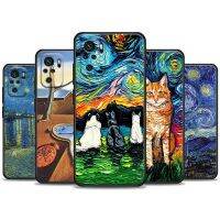 3D Retro Oil Painting  Van-Gogh Cat Phone Case For Xiaomi Redmi Note 11 10 9 8 Pro 9S 8A 10S 11S Cover For Redmi Note 8Pro 10Pro Drawing Painting Supp