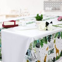 Wild One ผ้าปูโต๊ะแบบใช้แล้วทิ้ง Jungle Safari Baby One 1st วันเกิดตาราง Wild Happy First Birthday Party Decor Tablecloth