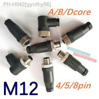 1pcs/lot M12 aviation plug 4/5/8/ core / pin / hole Gongtou sensor connector / cable bending (A/B/D Code) waterproof Plug