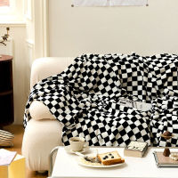 Checkerboard Sofa Blanket Double-layer Air Conditional Blanket Office Nap Shawl Spring Summer Flannel Throw Blanket Home Decor