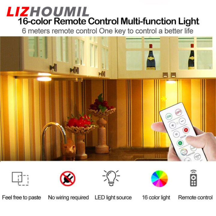 lizhoumil-แผงไฟ-led-แบบไร้สาย-6ชิ้นไฟพร้อมรีโมทคอนโทล80ลูเมนไฟเคาน์เตอร์ห้องครัวชุดไฟถ่ายภาพตู้ไร้สาย