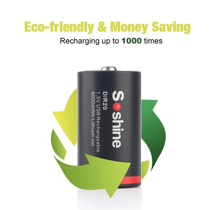 NEW high quality Soshine 1.5V 6000mWh Lithium Battery USB 6000mWh D