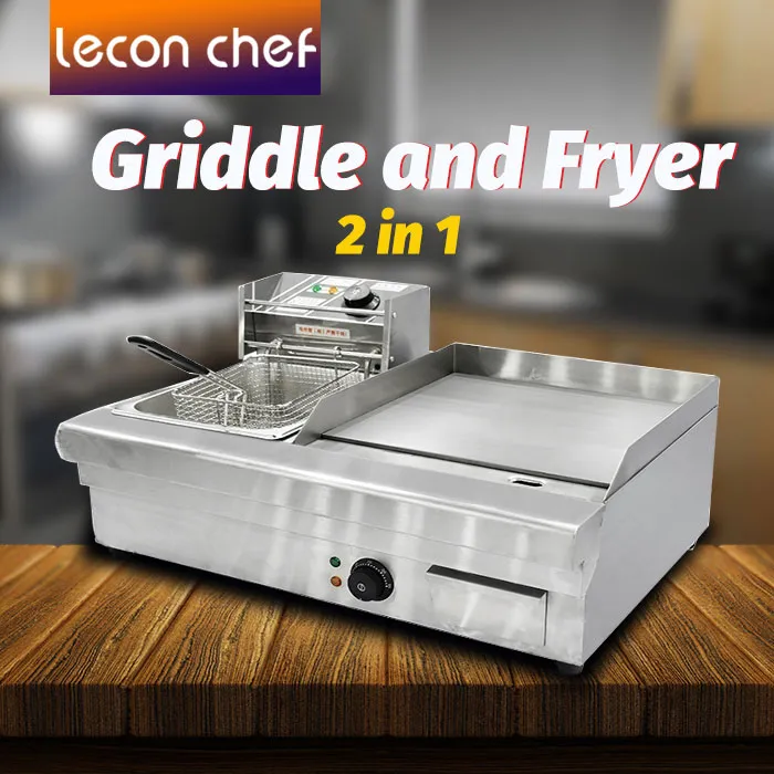 Lecon counter top griddle 2 in 1 Electric Griddle with Fryer commercial