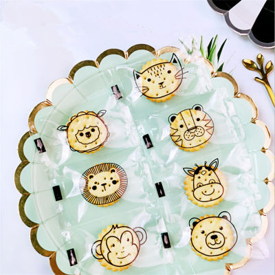 100 Pcs Cartoon Animals Package Button Biscuit Packaging Machine Sealing Cookie Snack Cute Candy Creative Sugar Bags