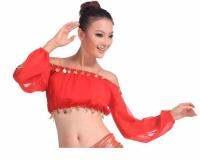 hot【DT】 Woman Belly Costume Top Sequin Gold Coins Tees for Clothing Big Sale