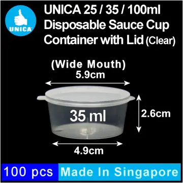 100pcs Plastic Sauce Containers Clear Disposable Small Food Storage Cup 1oz  35ml