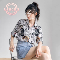 ⭐Grace‘s⭐เสื้อยืด ผญสวย ๆ เสื้อแฟชั่นผญ เสื้อผ้าแฟชั่น เสื้อยืดแขนสั้น  ลายการ์ตูน  การจัดส่งในพื้นที่