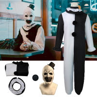 ผู้ใหญ่เด็ก Terrifier 2 Art The Clown คอสเพลย์เครื่องแต่งกาย Jumpsuit หมวกหน้ากากชุด Halloween Carnival Suit