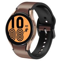 【พร้อมในสต็อก】แถบนาฬิกาหนังกาวซิลิโคนสำหรับ Samsung Galaxy Watch 4 40มม. (สีดำ)