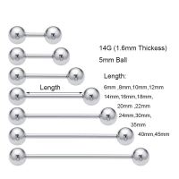 2ชิ้น14G 316L โลหะสแตนเลสแบบตรงอุตสาหกรรมบาร์เบลลิ้นจิวเวอรี่จิวเวอรี่อัญมณีประดับร่างกายเจาะร่างกาย