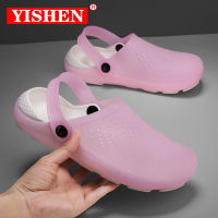 YISHEN รองเท้าแตะสำหรับผู้หญิง,รองเท้าแตะสำหรับใส่กลางแจ้งรองเท้านิ่มเหมือนเยลลี่สำหรับฤดูร้อนรองเท้าแตะ Sepatu Kebun สุขภัณฑ์รองเท้าแตะผู้หญิง