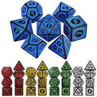 7ชิ้นเซ็ต DND ลูกเต๋า D4 ~ D20หลายด้าน Polyhedral ขอบสำหรับดันเจี้ยนและมังกรเกมกระดานคณิตศาสตร์โต๊ะ RPG D &amp; D อุปกรณ์เสริม