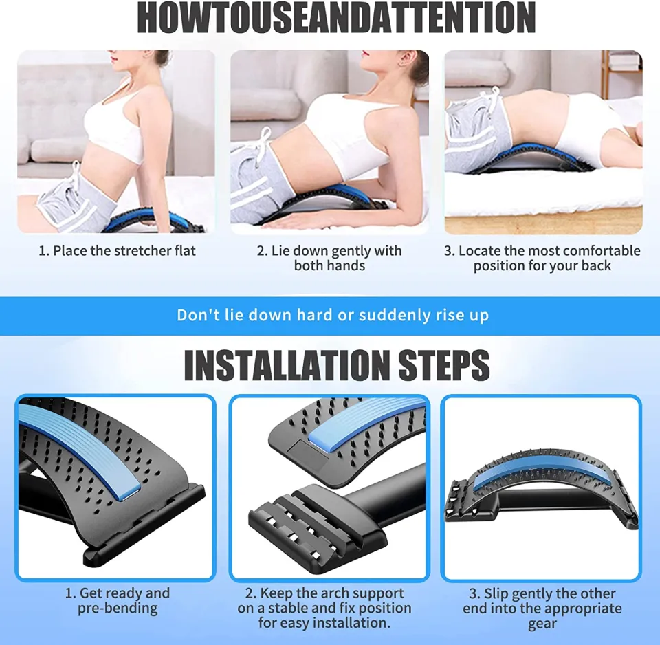 Magic Back Stretcher Lower Lumbar Pain Acupuncture Multi-Level Back Massager Pain Relief for Herniated Disc Lower and Upper Back Stretcher Support