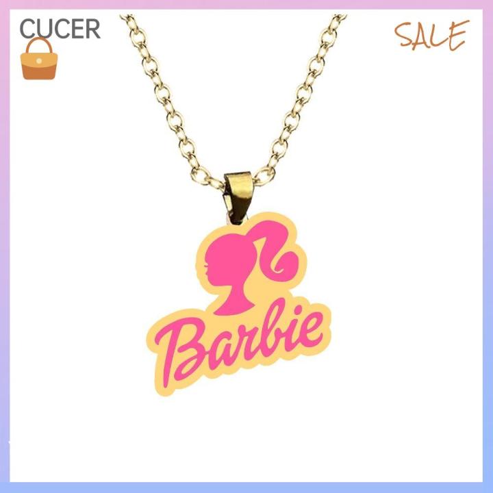 CBT 2pcs Pendant Barbie Necklace Circular Barbie Chain Necklace Creative  Gift Jewelry Metal Necklace Women Men