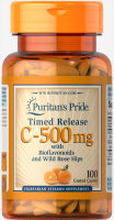 Puritan Pride Time Release Vitamin C-500 mg with Bioflavonoidsขนาด 100 แคปซูล  แบบแตกตัวต่อเนื่อง