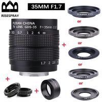 RISESPRAY 35mm F1.7 Large Aperture Portrait/Background Virtualization/Manual Metal Lens is Applicable to Micro Single Camera