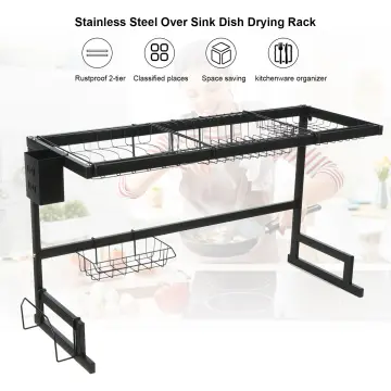 Kitsure Dish Drying Rack -Multifunctional Rack, Rustproof Kitchen Black