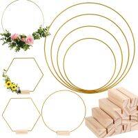 hot【cw】 20-35cm Wedding Wreath Metal Hoop With Base Artificial Flowers Garland Table