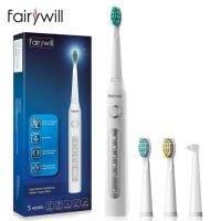 Fairywill Fw-507แปรงสีฟันไฟฟ้าพลังคลื่นเสียง5โหมดเครื่องชาร์จ Usb เปลี่ยนแปรงฟันจับเวลาแปรงสีฟันคลื่นเสียง10หัวแปรง