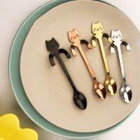 1 Pcs Creative Fish Cat Design Coffee Stirring Spoon Cute Stainless Steel Dessert Tea Spoon Home Kitchen Accessories