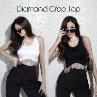 เสื้อกล้ามครอปแต่งเพชร?Diamond crop top?ป้าย Cottoncandy