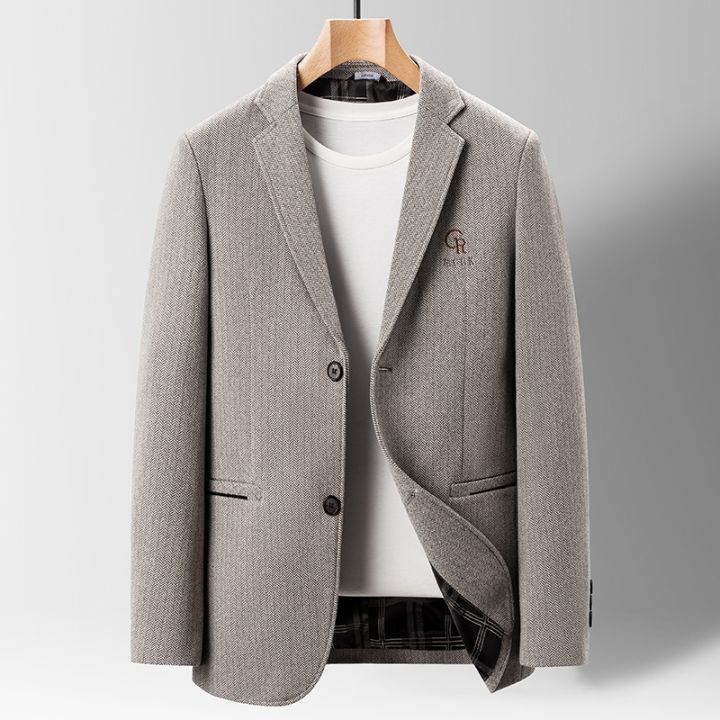 แฟชั่น2023-เสื้อแจ็คเก็ตสุภาพบุรุษของผู้ชายแฟชั่นอังกฤษไฮเอนด์เรียบง่ายปาร์ตี้
